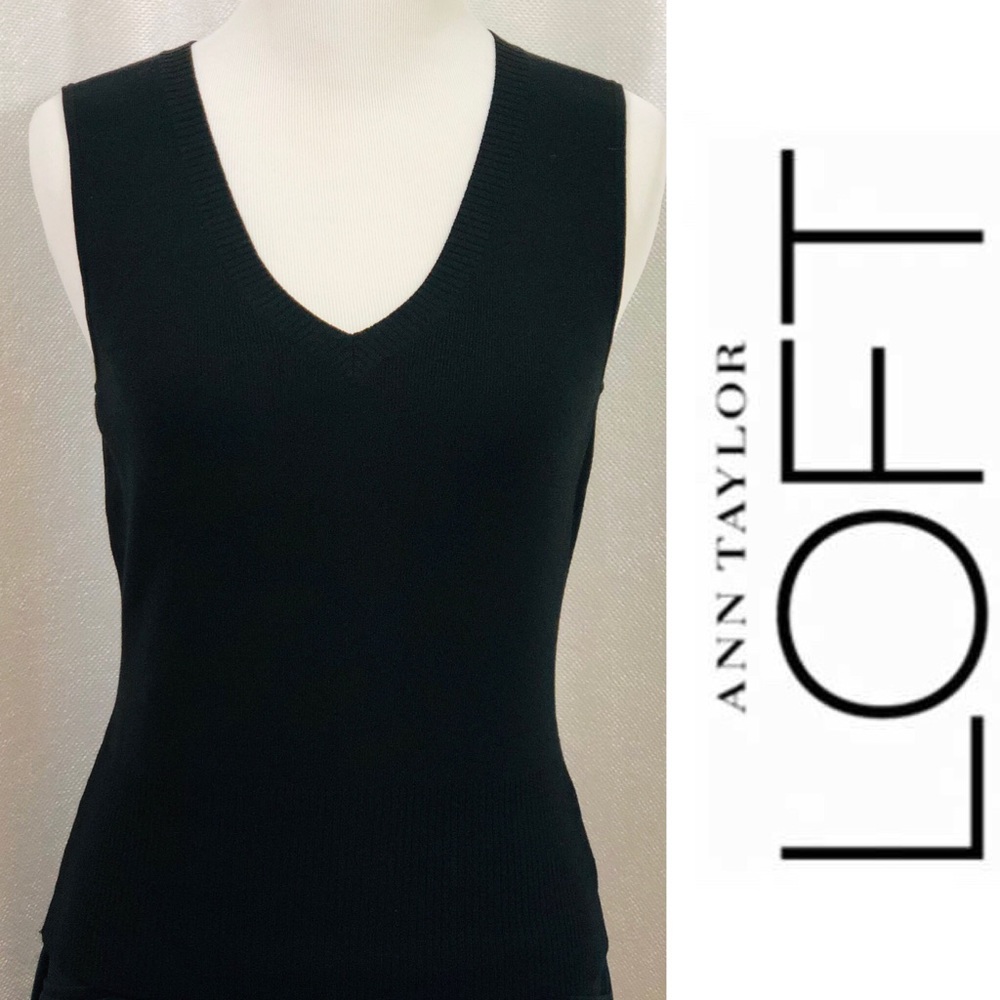 LOFT Sleeveless Black Knit Shell